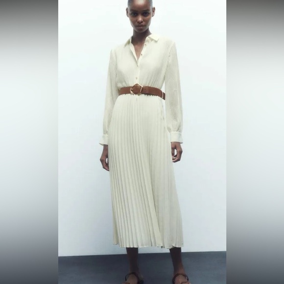 Zara Dresses & Skirts - ZARA Belted Pleated Shirt Dress